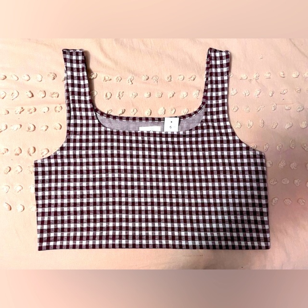 W’s NWT Lou & Grey Gingham Square Neck Bralette Crop Top sz XL